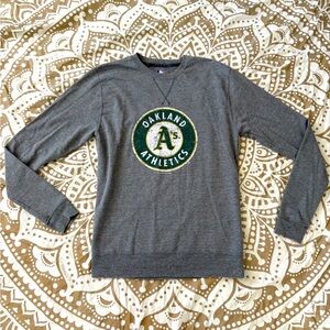 Oakland Athletics A’s Gray Crewneck Lightweight Vintage Sweatshirt Long Sleeve